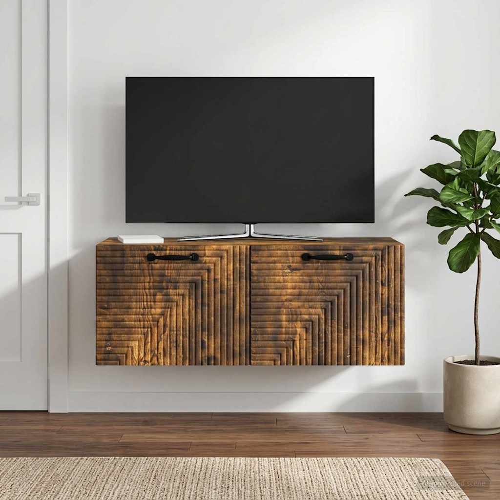 Nástěnná Tv Skříň Nástěnný Kouřový Dub 78,5 X 31 X 30 Cm