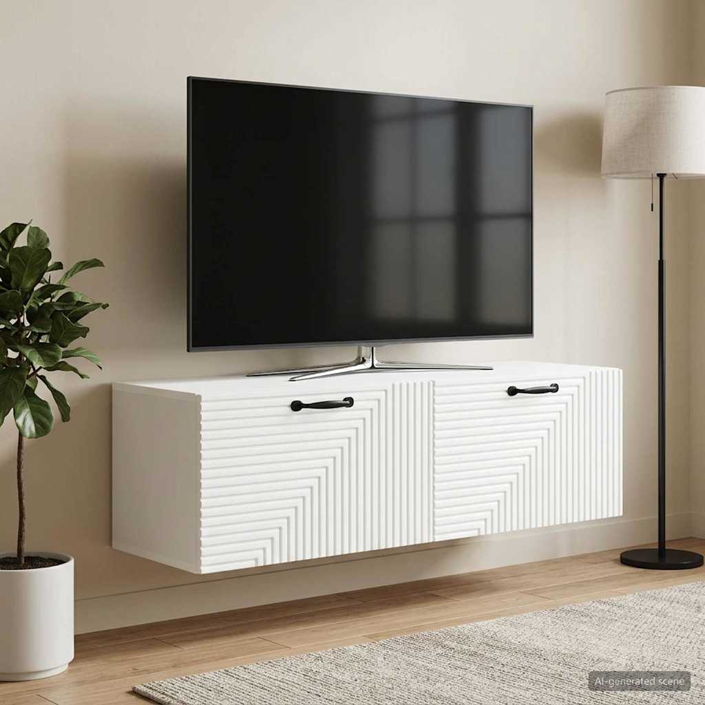 Nástěnná Tv Skříň Bílá 98 X 31 X 30 Cm Kompozitní Dřevo