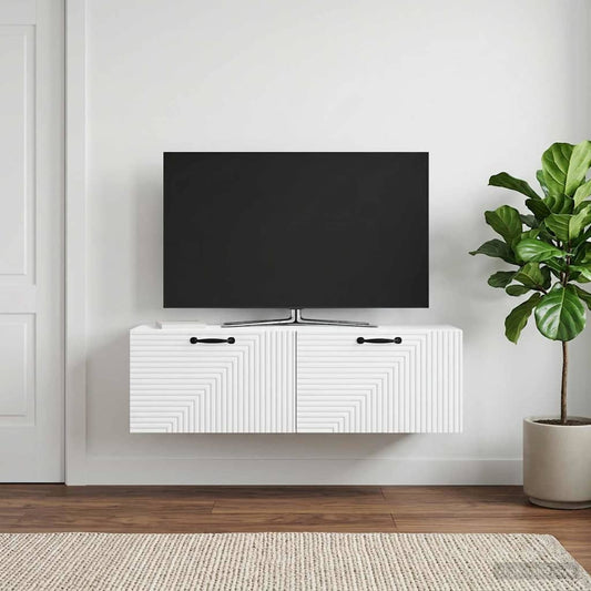 Nástěnná Tv Skříň Bílá 98 X 31 X 30 Cm Kompozitní Dřevo