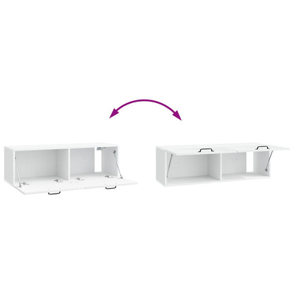 Nástěnná Tv Skříň Bílá 98 X 31 X 30 Cm Kompozitní Dřevo