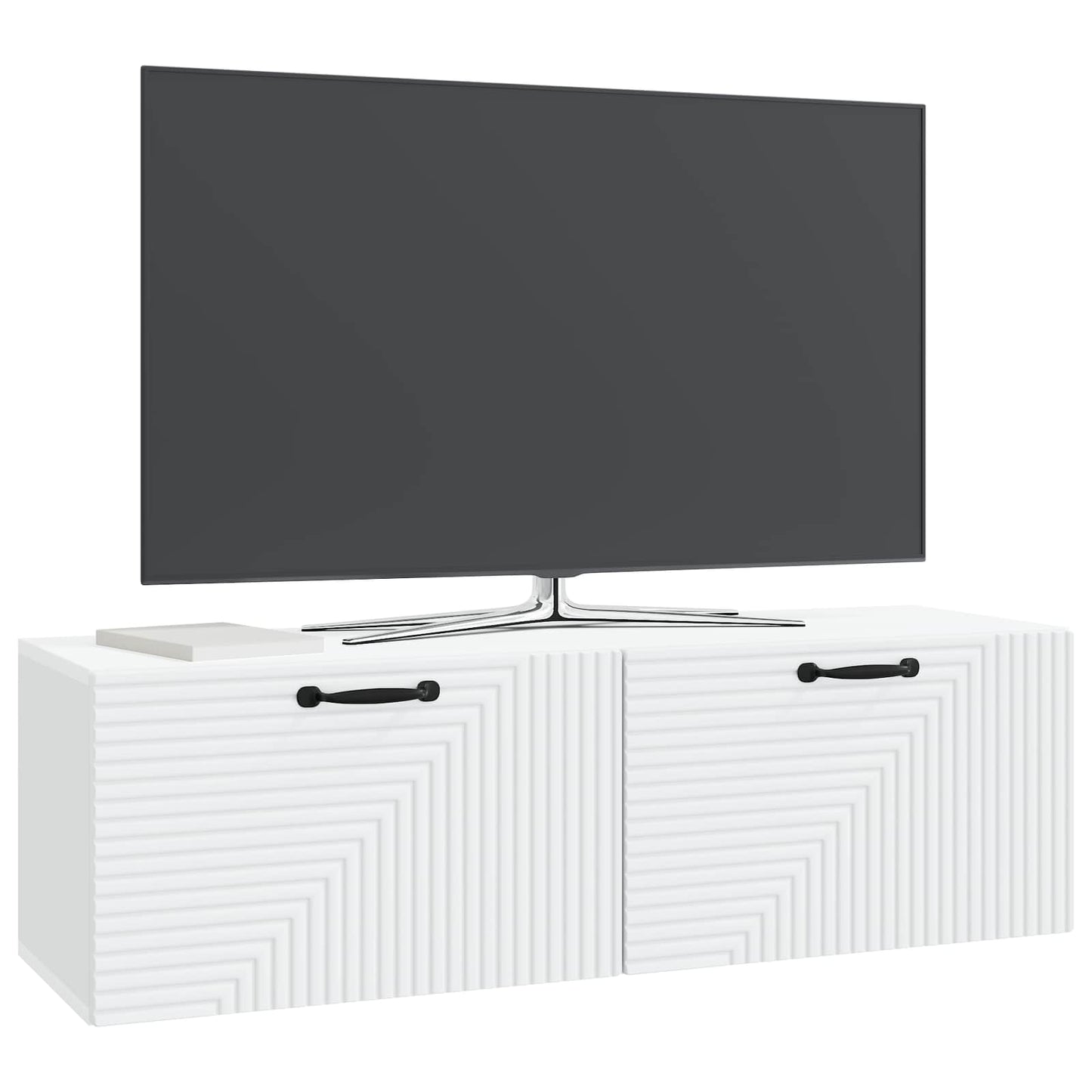 Nástěnná Tv Skříň Bílá 98 X 31 X 30 Cm Kompozitní Dřevo