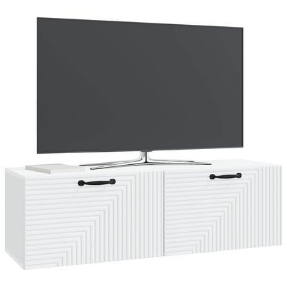 Nástěnná Tv Skříň Bílá 98 X 31 X 30 Cm Kompozitní Dřevo