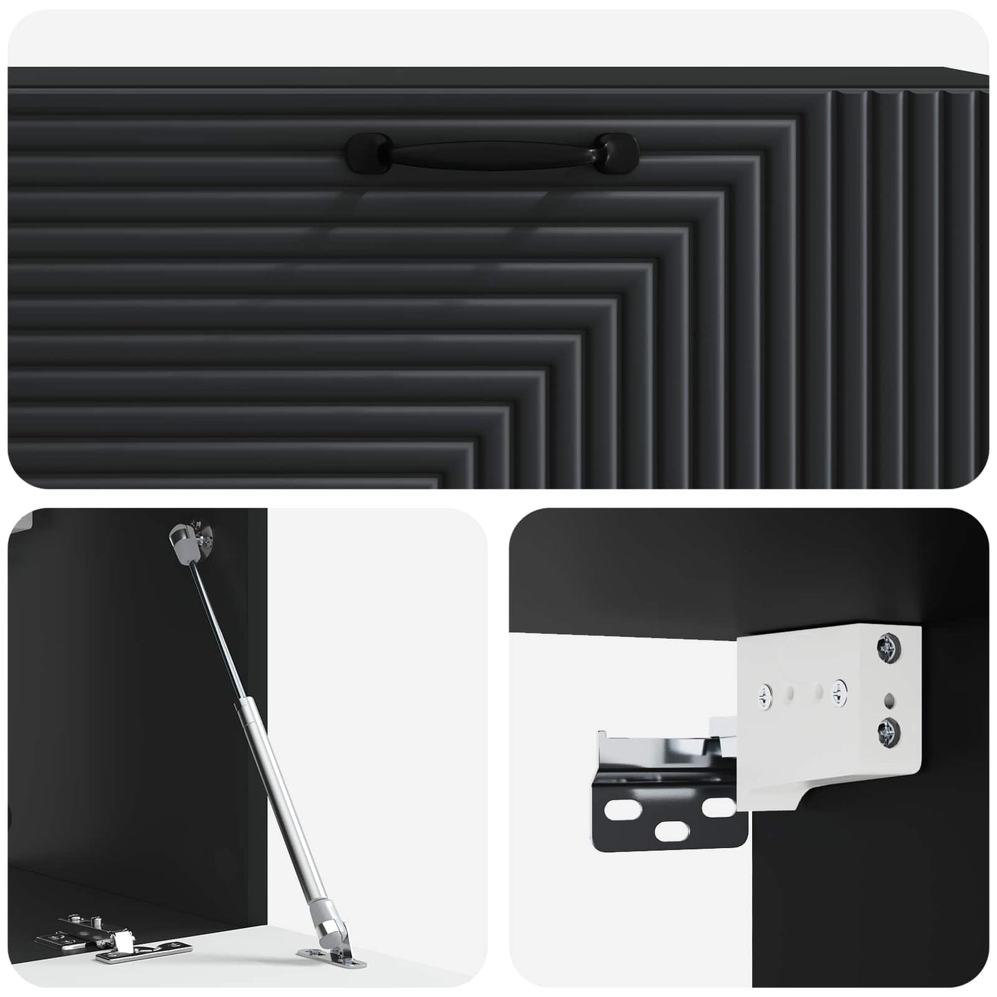 Nástěnná Tv Skříň Černá 98 X 31 X 30 Cm Kompozitní Dřevo