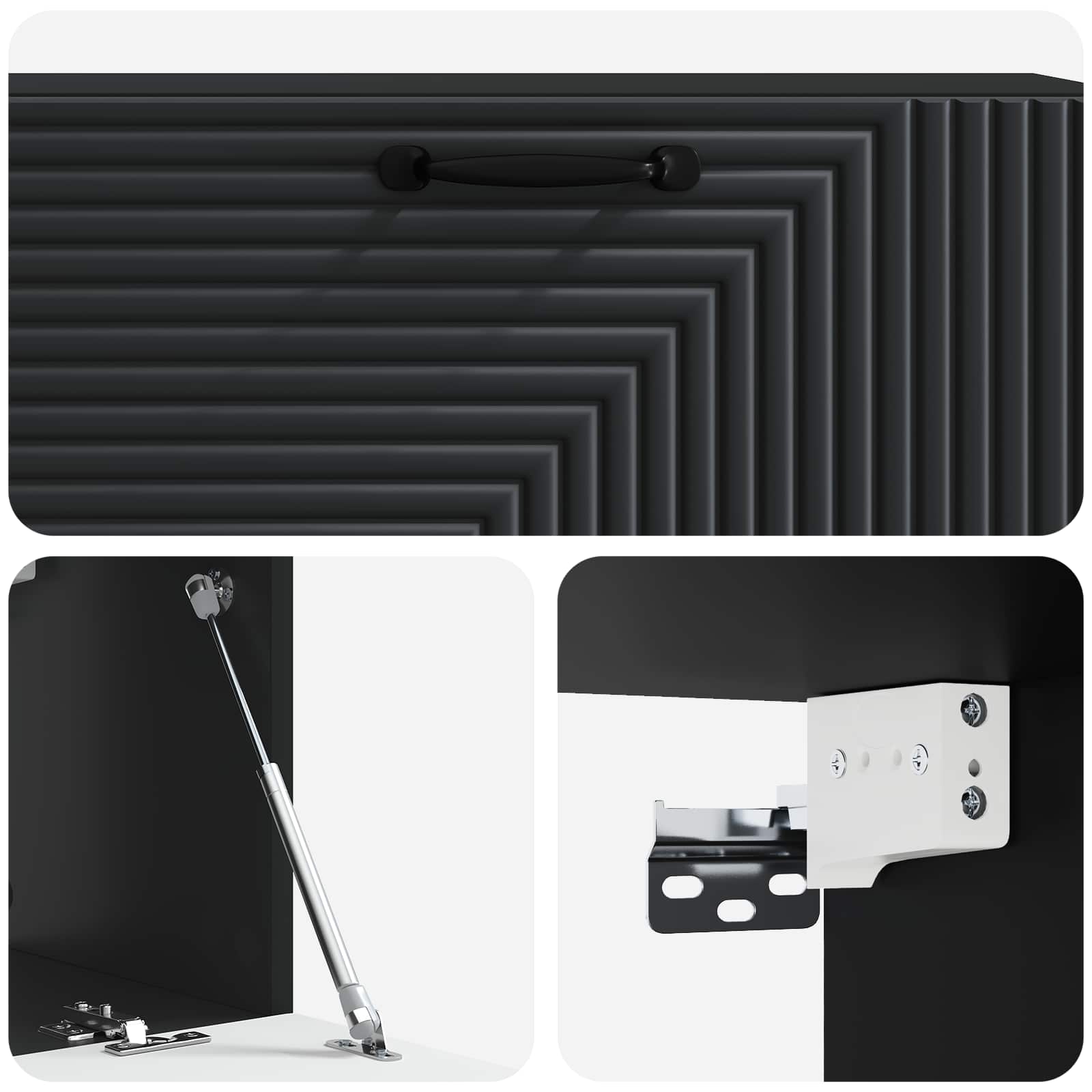 Nástěnná Tv Skříň Černá 98 X 31 X 30 Cm Kompozitní Dřevo