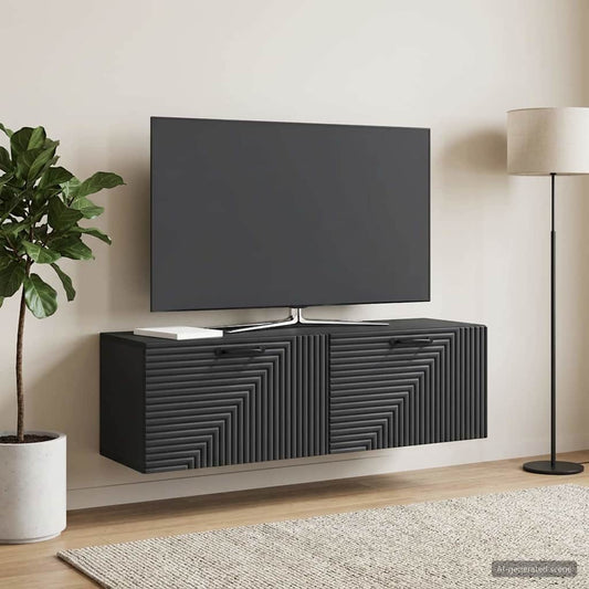 Nástěnná Tv Skříň Černá 98 X 31 X 30 Cm Kompozitní Dřevo