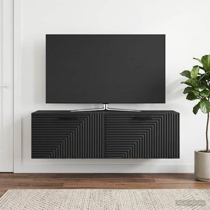 Nástěnná Tv Skříň Černá 98 X 31 X 30 Cm Kompozitní Dřevo