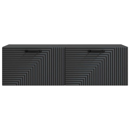 Nástěnná Tv Skříň Černá 98 X 31 X 30 Cm Kompozitní Dřevo