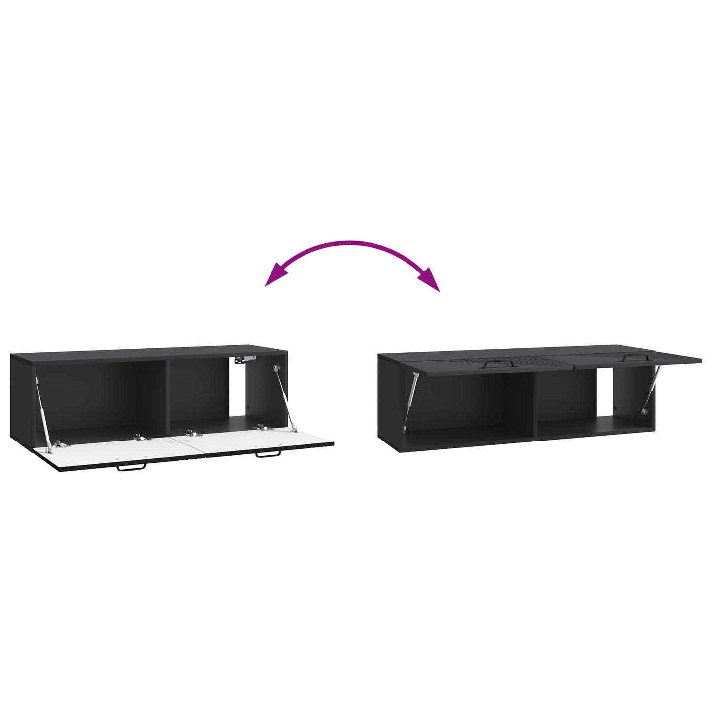 Nástěnná Tv Skříň Černá 98 X 31 X 30 Cm Kompozitní Dřevo