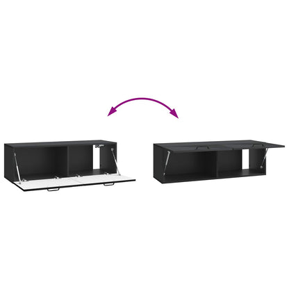 Nástěnná Tv Skříň Černá 98 X 31 X 30 Cm Kompozitní Dřevo