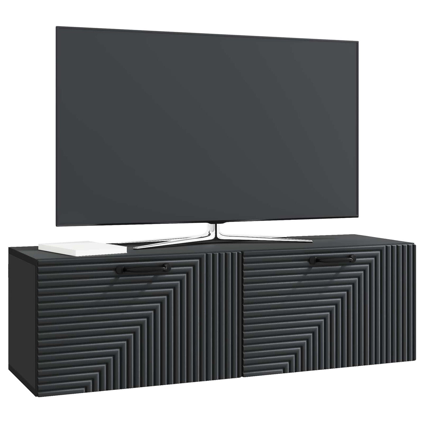 Nástěnná Tv Skříň Černá 98 X 31 X 30 Cm Kompozitní Dřevo