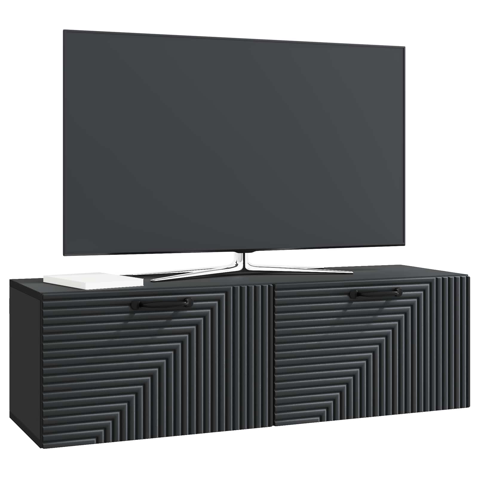 Nástěnná Tv Skříň Černá 98 X 31 X 30 Cm Kompozitní Dřevo