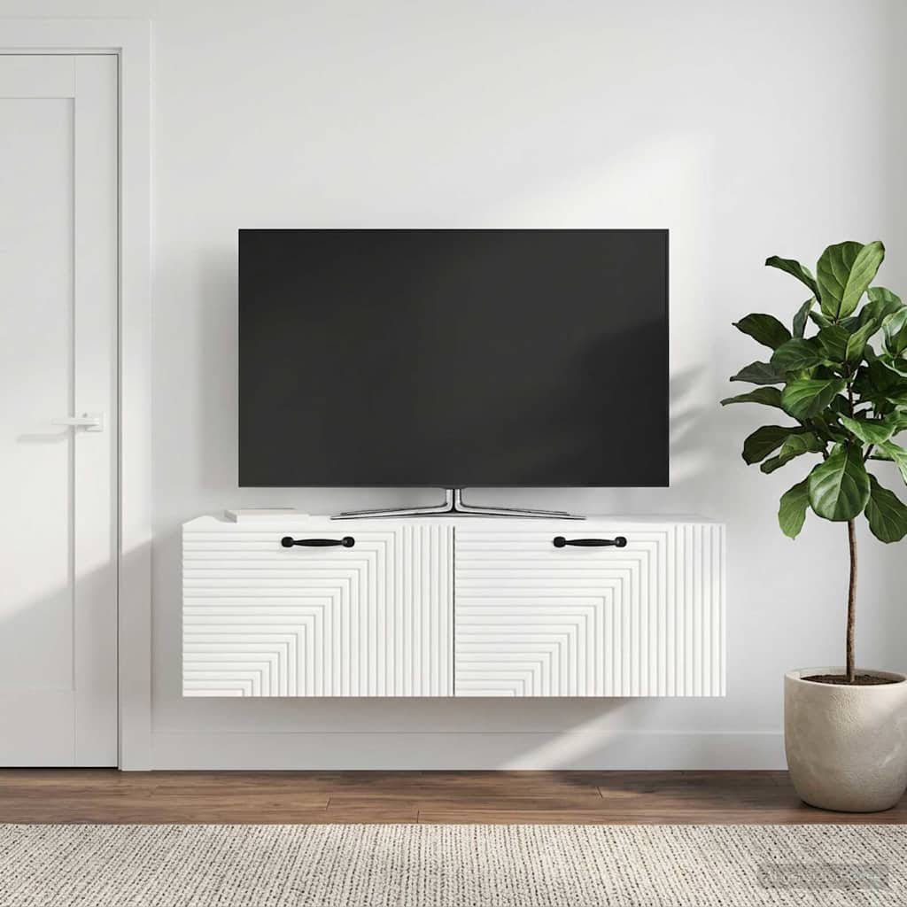 Nástěnná Tv Skříň Bílá S Vysokým Leskem 98 X 31 X 30 Cm