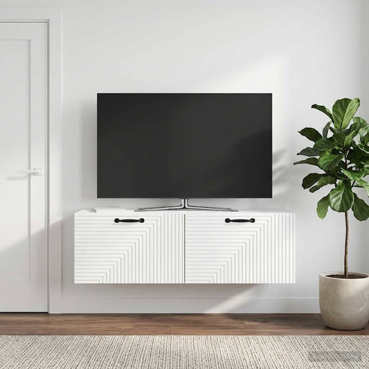 Nástěnná Tv Skříň Bílá S Vysokým Leskem 98 X 31 X 30 Cm