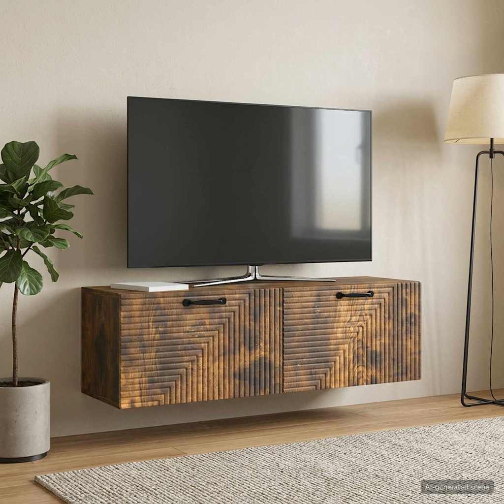 Nástěnná Tv Skříň Kouřový Dub 98 X 31 X 30 Cm Kompozitní Dřevo