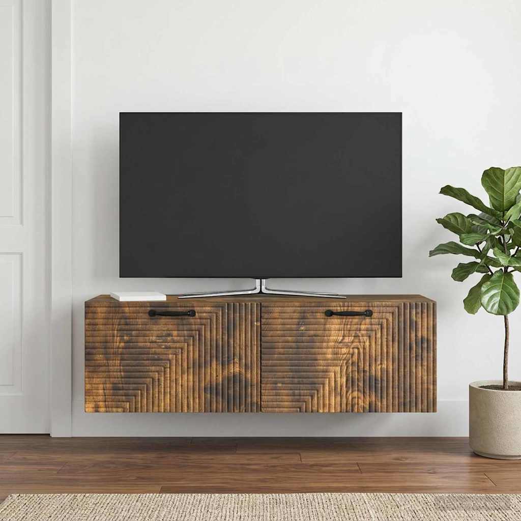 Nástěnná Tv Skříň Kouřový Dub 98 X 31 X 30 Cm Kompozitní Dřevo