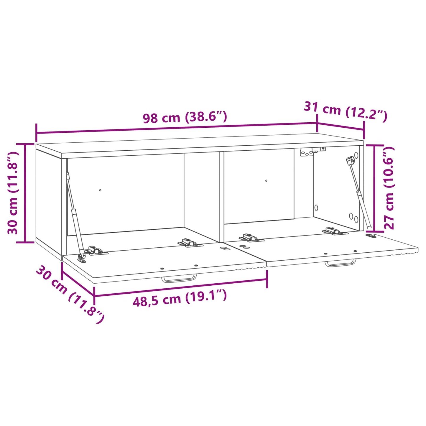 Nástěnná Tv Skříň Kouřový Dub 98 X 31 X 30 Cm Kompozitní Dřevo