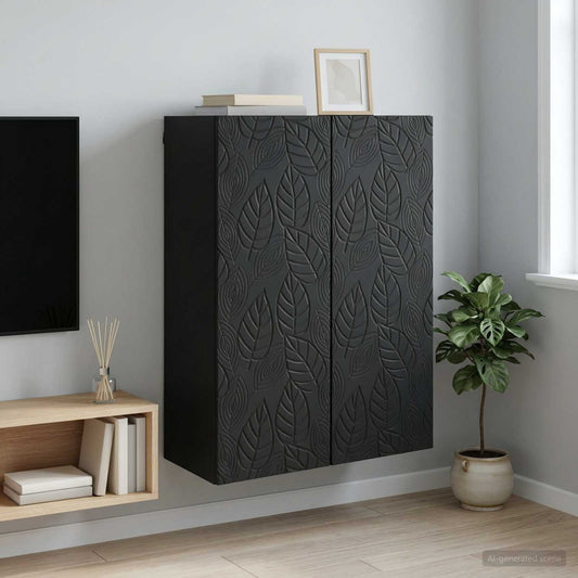 Nástěnná Skříň Černá 66 X 34,5 X 90 Cm Kompozitní Dřevo