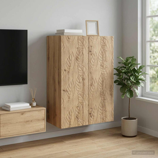 Nástěnná Skříň 66 X 34,5 X 90 Cm Kompozitní Dřevo Dub Artisan