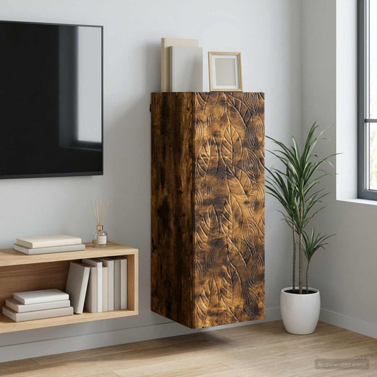 Nástěnná Skříň Kouřový Dub 33 X 34,5 X 90 Cm Kompozitní Dřevo
