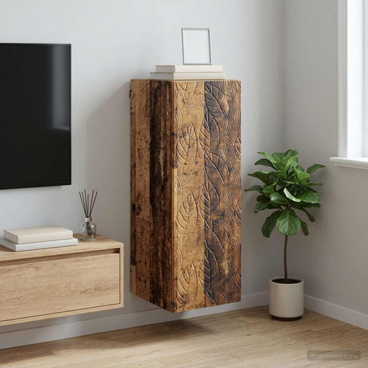 Nástěnná Skříň Staré Dřevo 33 X 34,5 X 90 Cm Kompozitní Dřevo