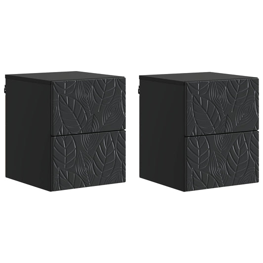 Nástěnný Noční Stolek 2 Pcs Černá 34,5 X 33 X 40 Cm