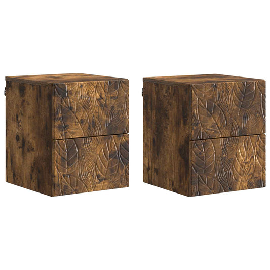Nástěnný Noční Stolek 2 Pcs Kouřový Dub 34,5 X 33 X 40 Cm