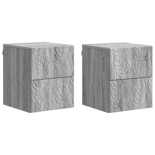Nástěnný Noční Stolek 2 Pcs Šedý Sonoma 34,5 X 33 X 40 Cm