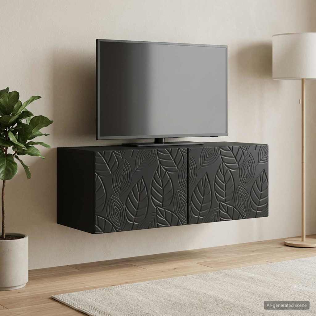 Nástěnná Tv Skříň 59,5 X 41 X 30 Cm Černá Kompozitní Dřevo