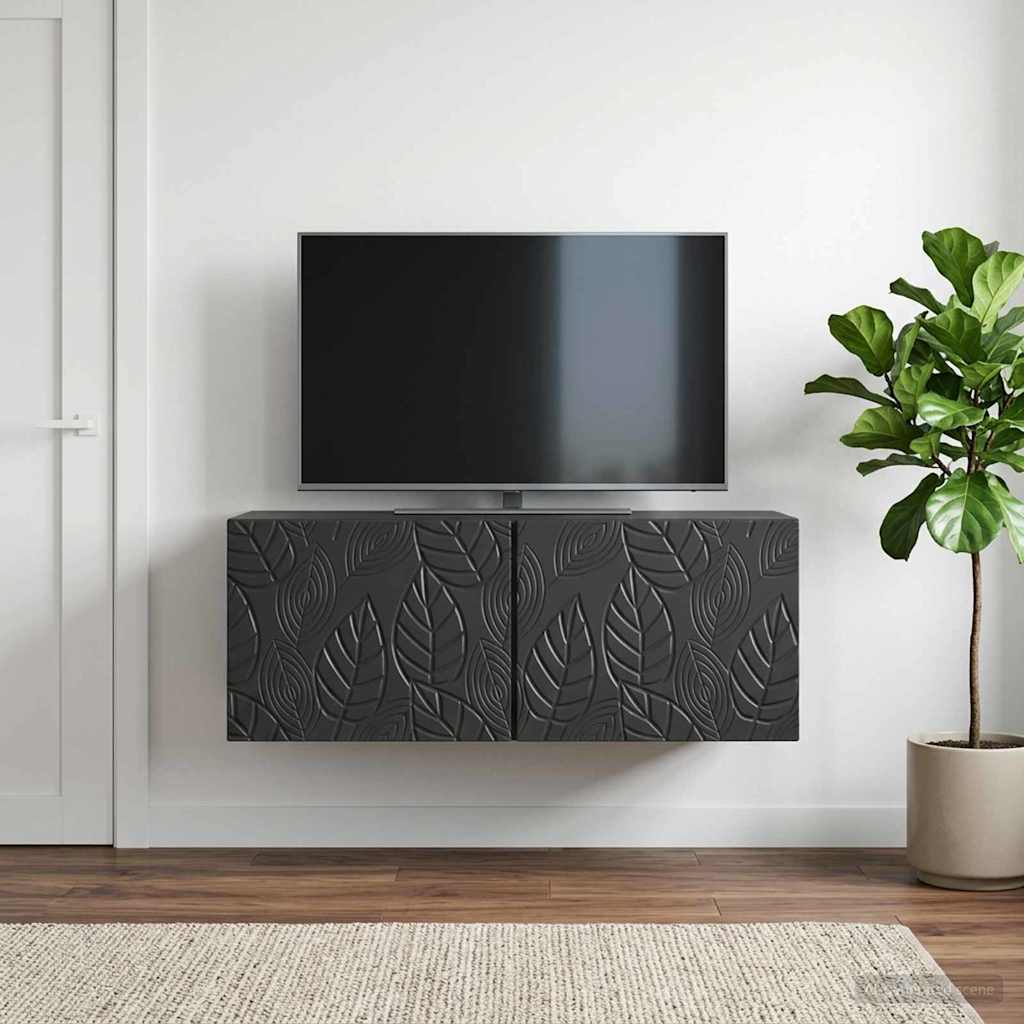 Nástěnná Tv Skříň 59,5 X 41 X 30 Cm Černá Kompozitní Dřevo