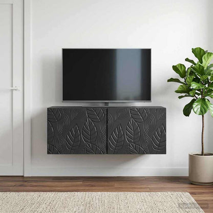 Nástěnná Tv Skříň 59,5 X 41 X 30 Cm Černá Kompozitní Dřevo