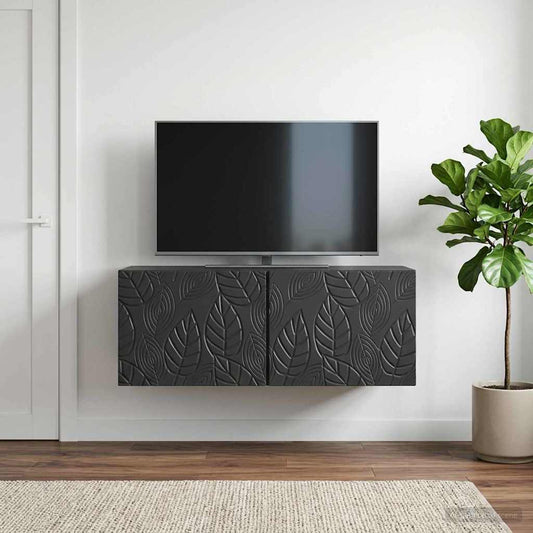 Nástěnná Tv Skříň 59,5 X 41 X 30 Cm Černá Kompozitní Dřevo