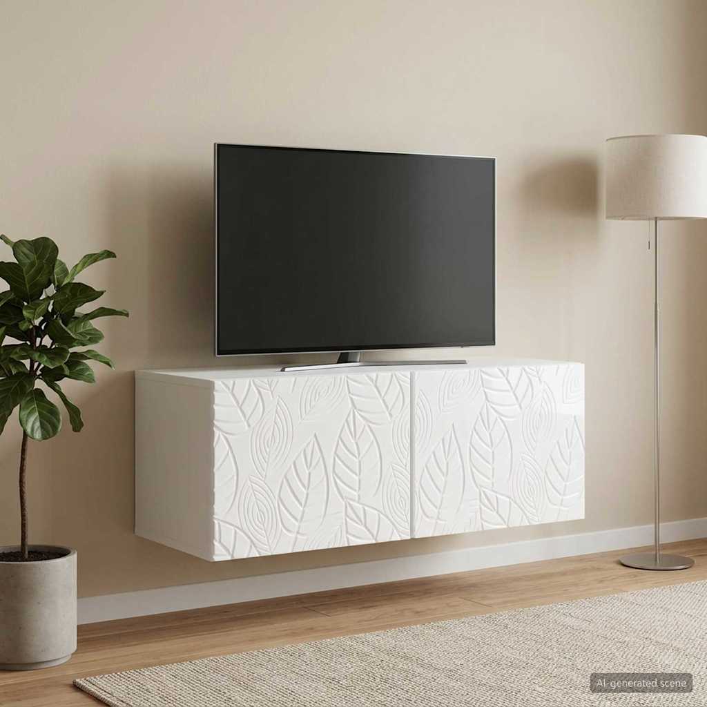 Nástěnná Tv Skříň 59,5 X 41 X 30 Cm Bílá S Vysokým Leskem