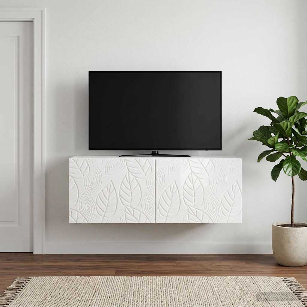 Nástěnná Tv Skříň 59,5 X 41 X 30 Cm Bílá S Vysokým Leskem