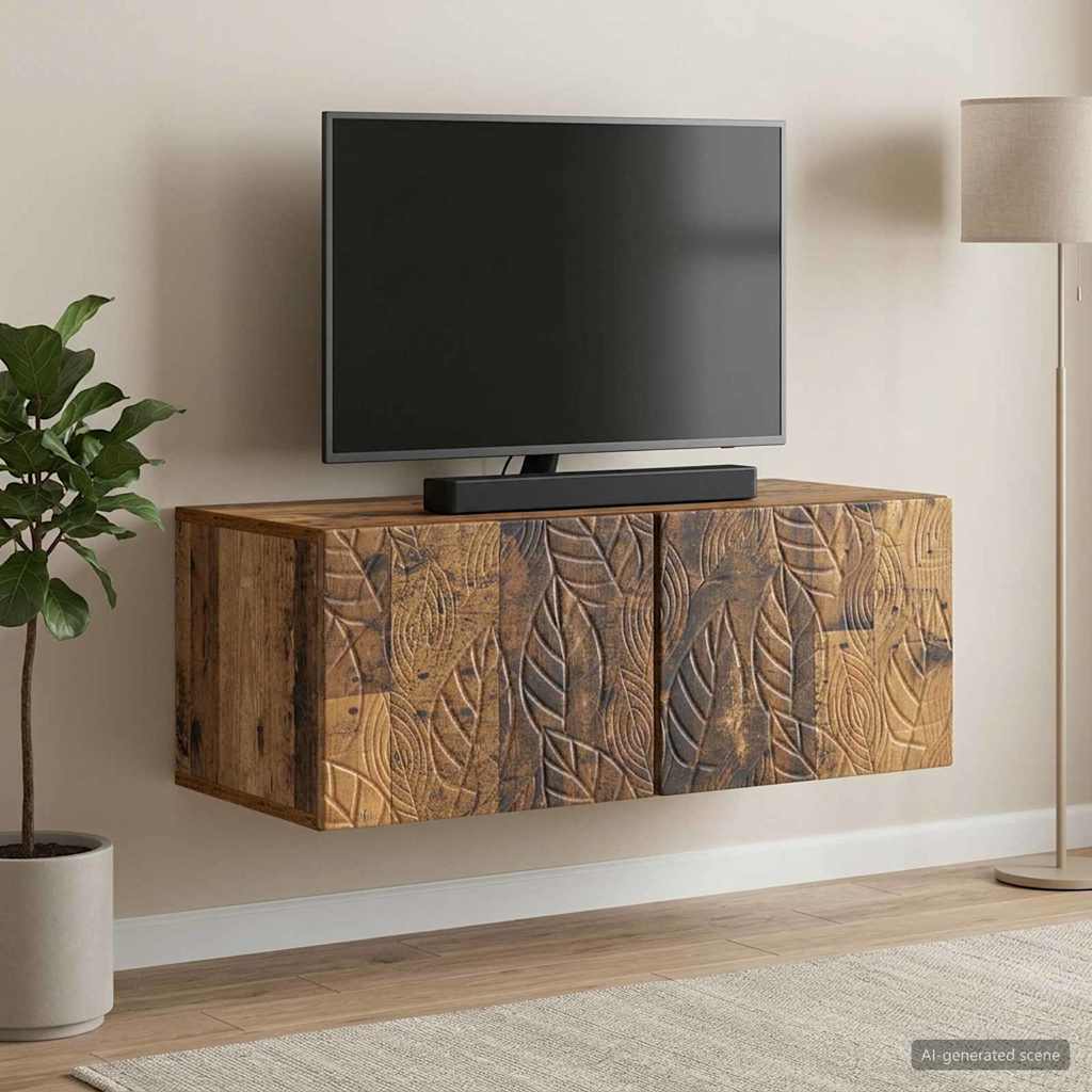 Nástěnná Tv Skříň 59,5 X 41 X 30 Cm Staré Dřevo
