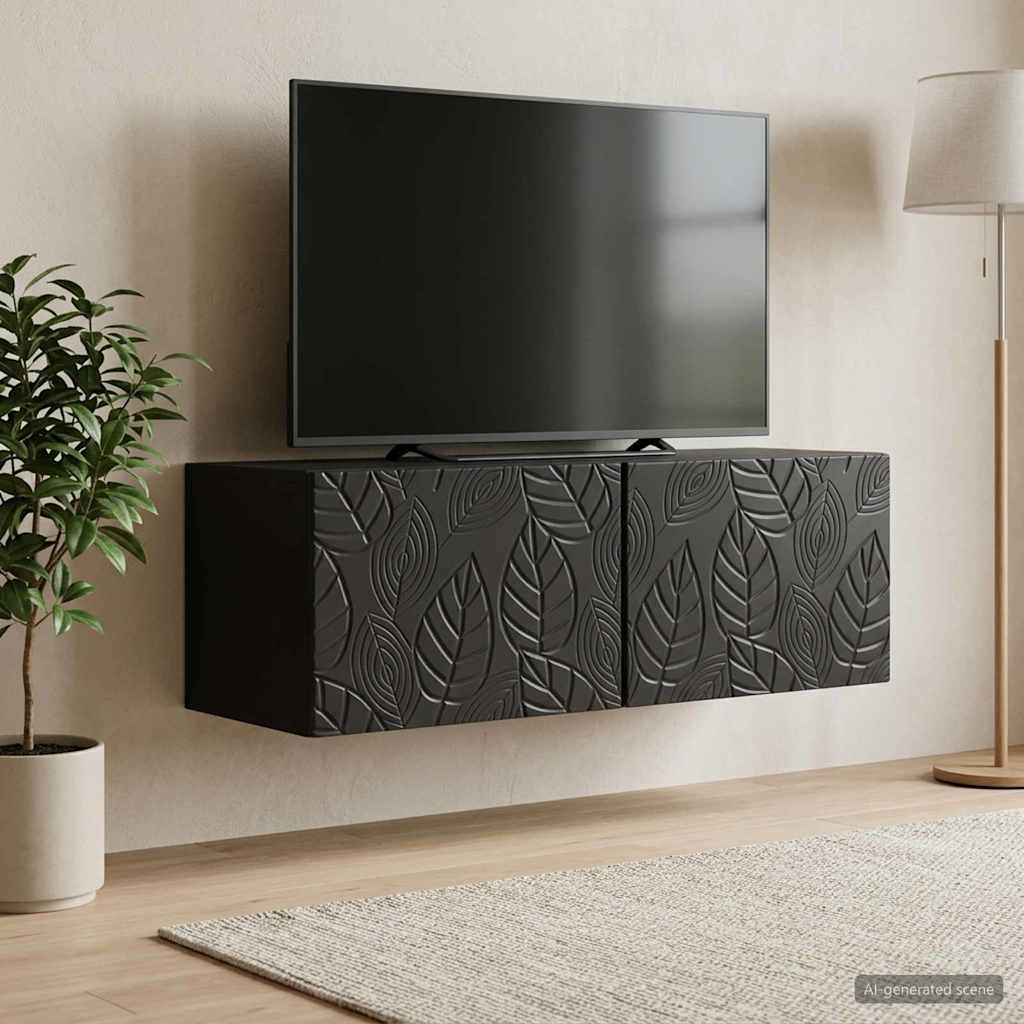Nástěnná Tv Skříň 78,5 X 41 X 30 Cm Černá Kompozitní Dřevo