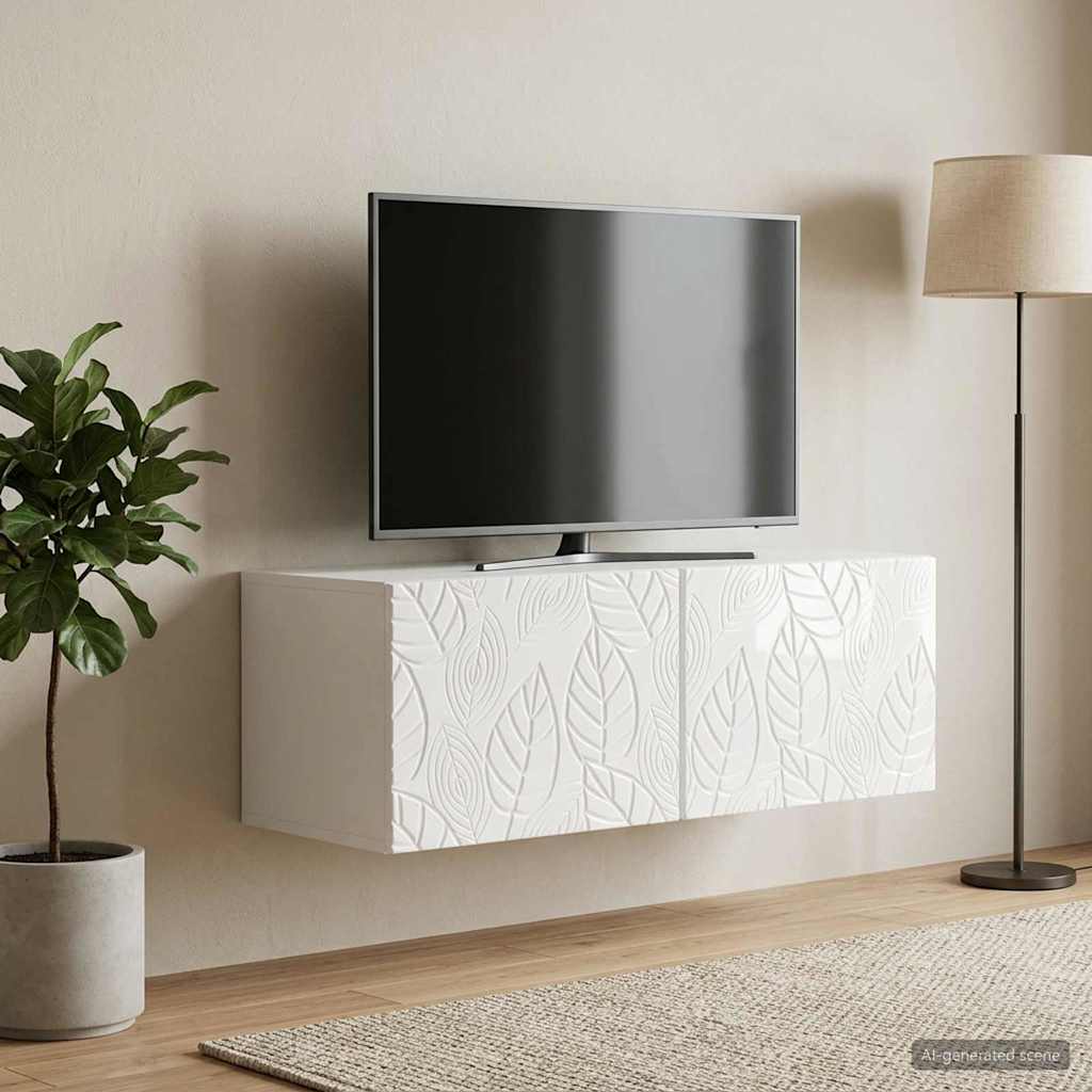 Nástěnná Tv Skříň 78,5 X 41 X 30 Cm Bílá S Vysokým Leskem