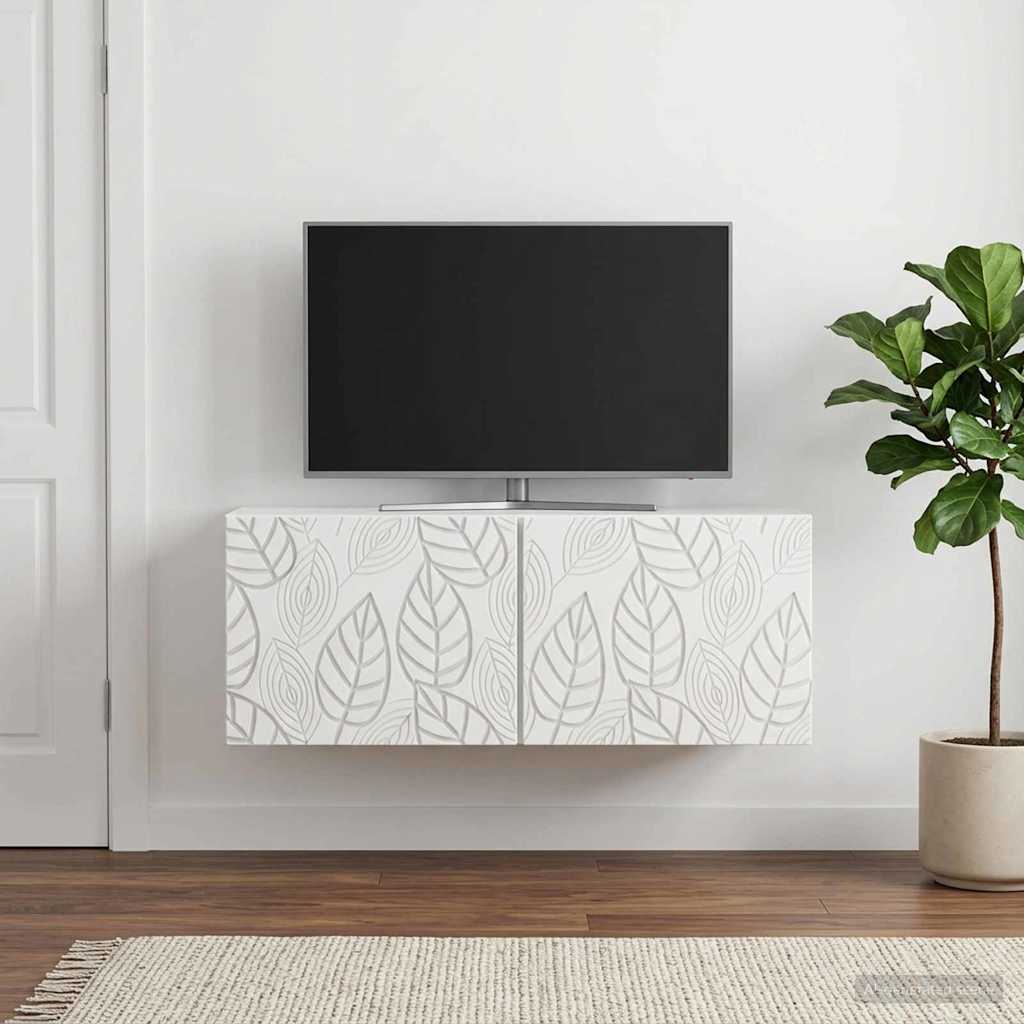 Nástěnná Tv Skříň 98 X 41 X 30 Cm Bílá Kompozitní Dřevo