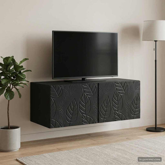 Nástěnná Tv Skříň 98 X 41 X 30 Cm Černá Kompozitní Dřevo