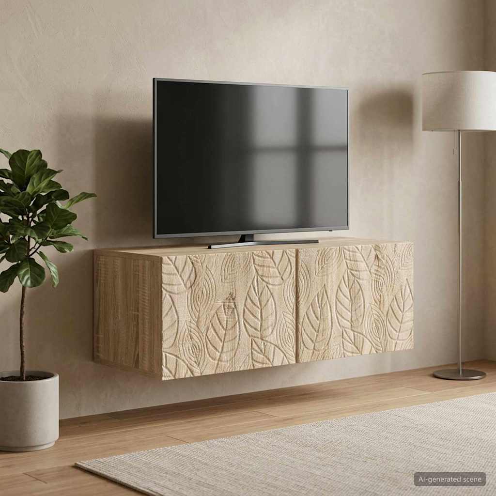 Nástěnná Tv Skříň 98 X 41 X 30 Cm Dub Sonoma Kompozitní Dřevo