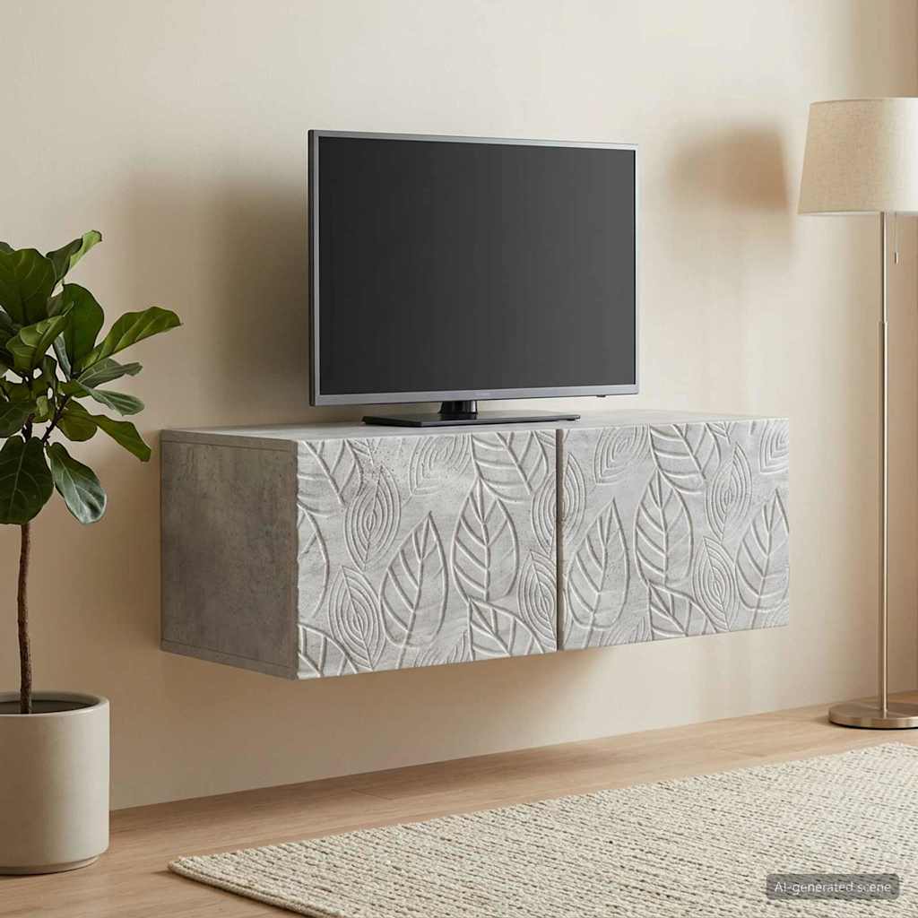 Nástěnná Tv Skříň 98 X 41 X 30 Cm Betonově Šedá