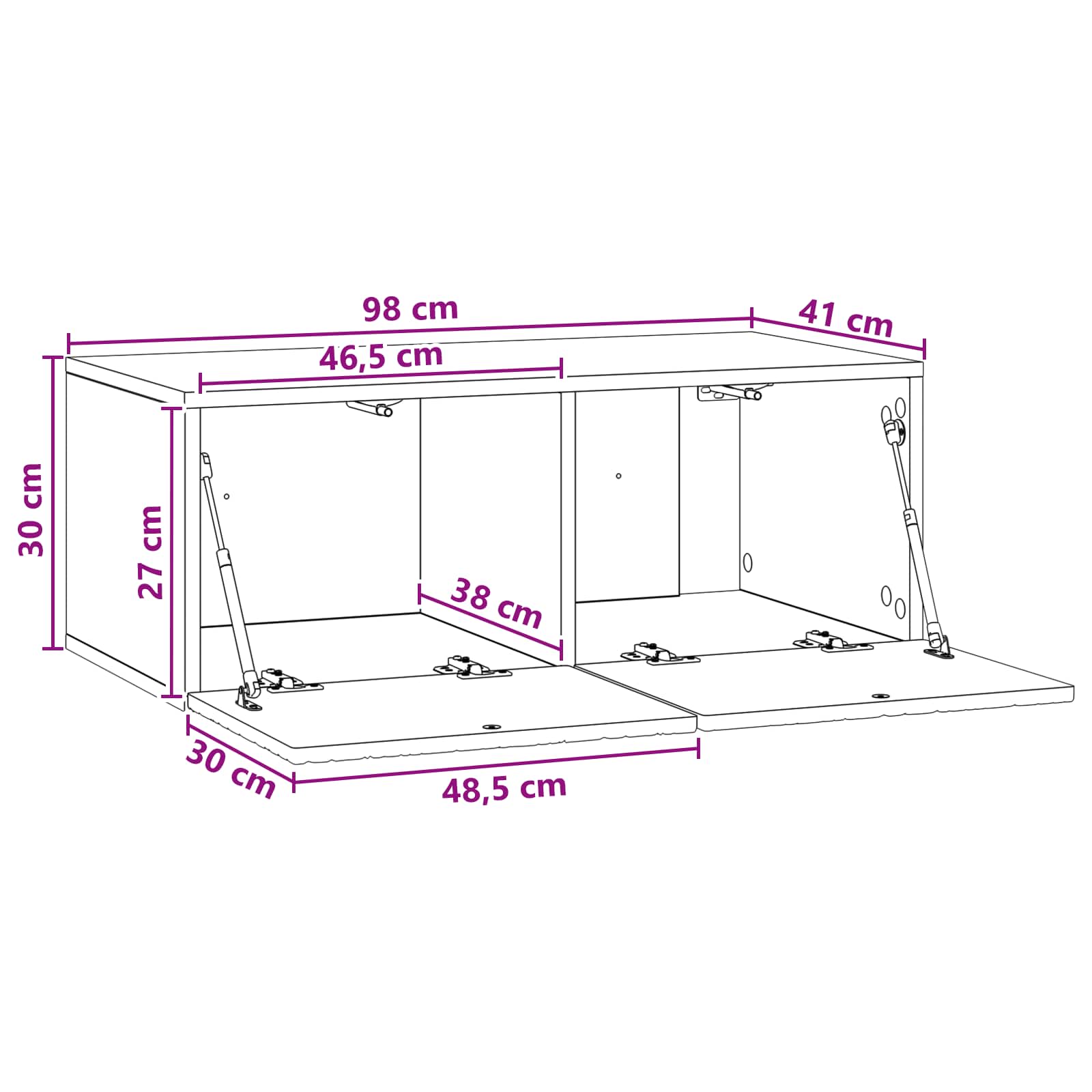 Nástěnná Tv Skříň 98 X 41 X 30 Cm Betonově Šedá
