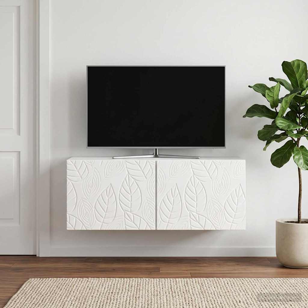 Nástěnná Tv Skříň 98 X 41 X 30 Cm Bílá S Vysokým Leskem