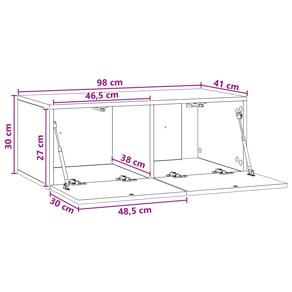 Nástěnná Tv Skříň 98 X 41 X 30 Cm Bílá S Vysokým Leskem