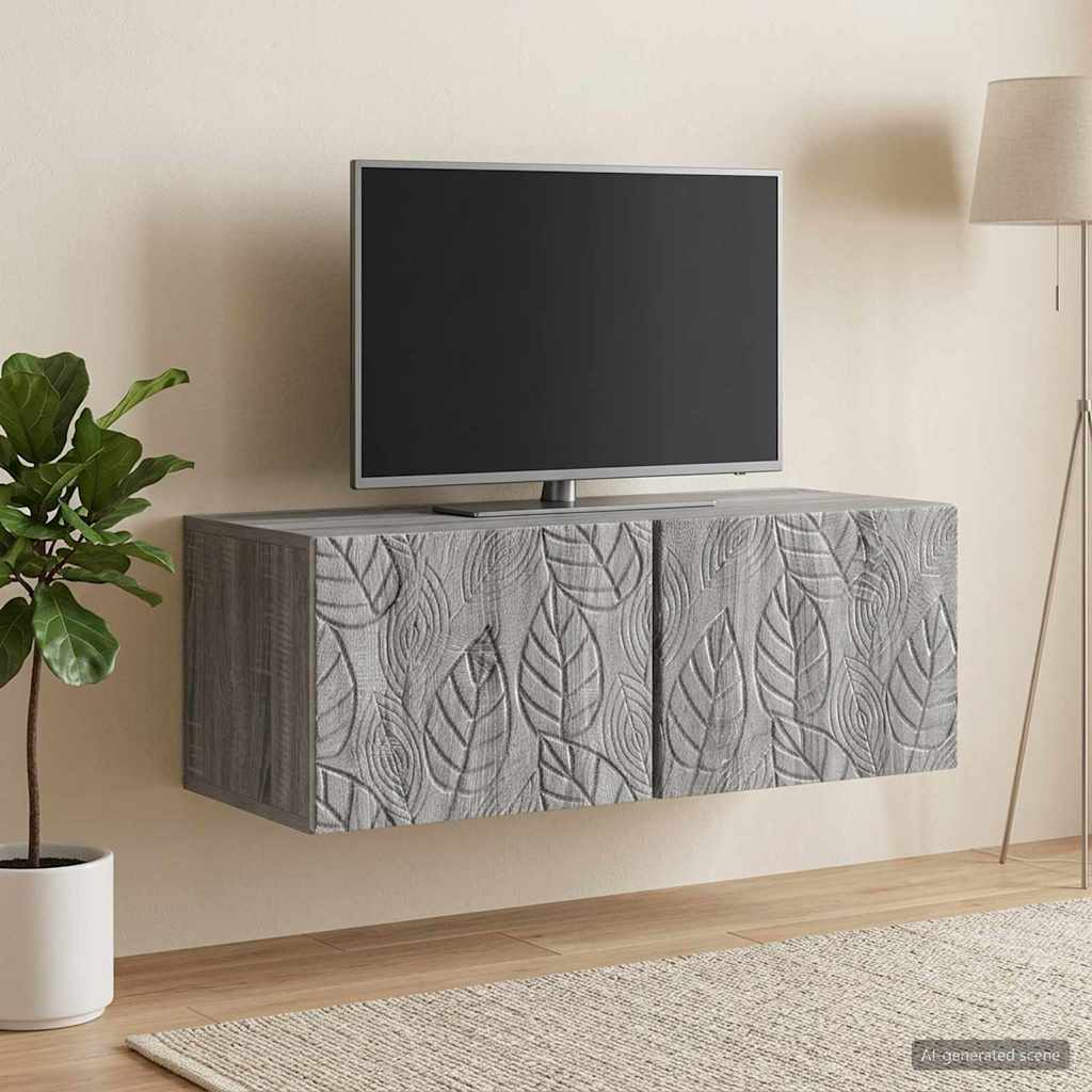 Nástěnná Tv Skříň 98 X 41 X 30 Cm Šedý Sonoma Kompozitní Dřevo