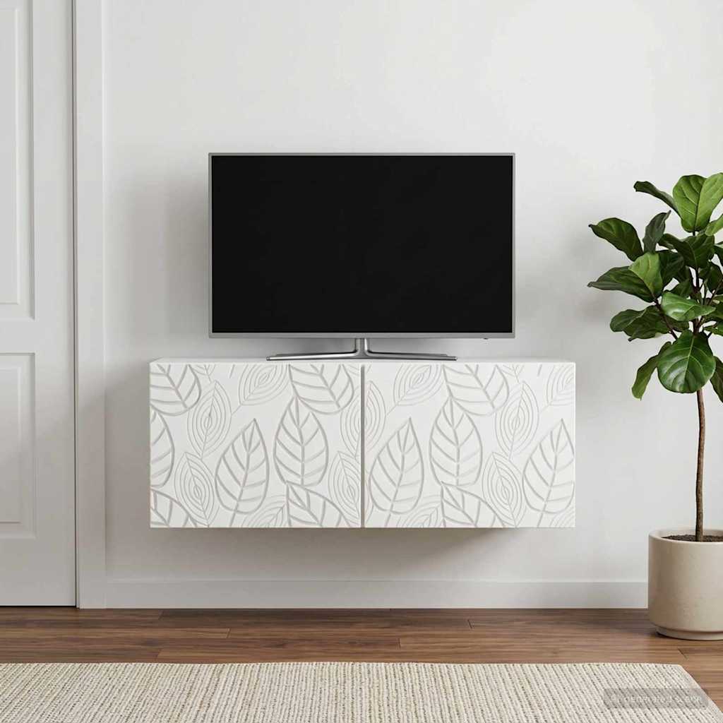 Nástěnná Tv Skříň 59,5 X 31 Cm Bílá Kompozitní Dřevo Nástěnný