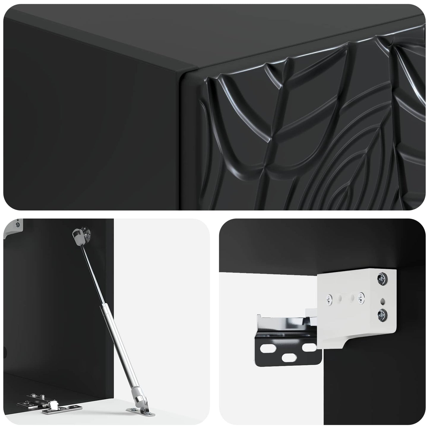 Nástěnná Tv Skříň 59,5 X 31 Cm Černá Kompozitní Dřevo Nástěnný
