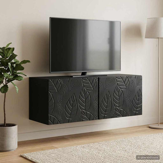 Nástěnná Tv Skříň 59,5 X 31 Cm Černá Kompozitní Dřevo Nástěnný