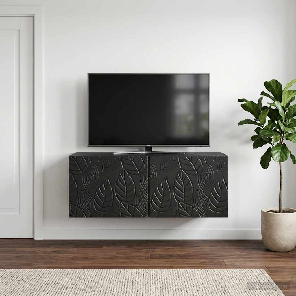 Nástěnná Tv Skříň 59,5 X 31 Cm Černá Kompozitní Dřevo Nástěnný