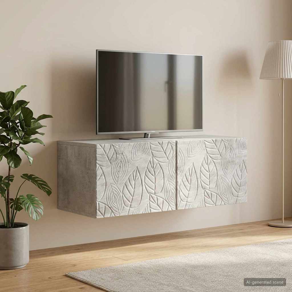 Nástěnná Tv Skříň 59,5 X 31 Cm Betonově Šedá Kompozitní Dřevo