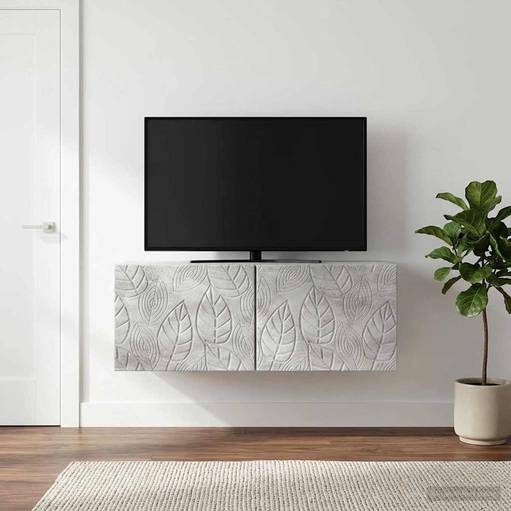 Nástěnná Tv Skříň 59,5 X 31 Cm Betonově Šedá Kompozitní Dřevo